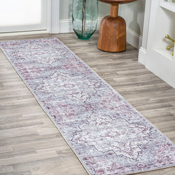 Didim Boho Gray Medallion Washable Area Rug